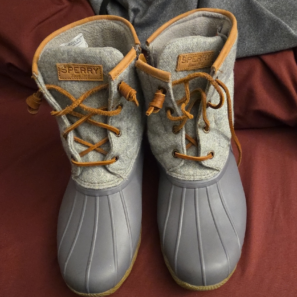 Sperry Gray and Brown Waterproof Boots